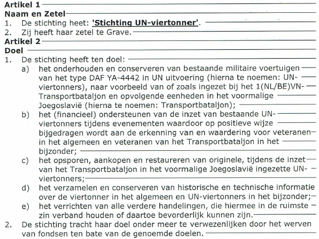 Statuten Artikel 1 Doelstellingen
